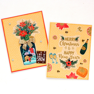 Χριστουγεννιάτικη ευχετήρια κάρτα σε vintage στυλ, "Let it Snow" - χαρτί, scrapbooking, ευχετήριες κάρτες - 5