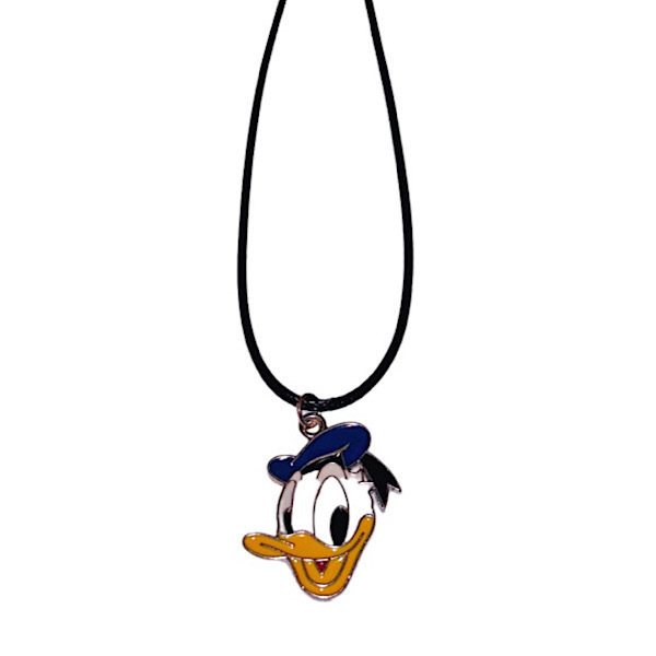 Κολιέ Donald Duck με μαύρο κορδόνι - δέρμα, μακριά, μενταγιόν