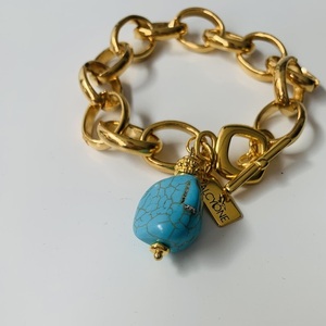 Chains with blue stone - ημιπολύτιμες πέτρες, αλυσίδες, επιχρυσωμένα, ατσάλι
