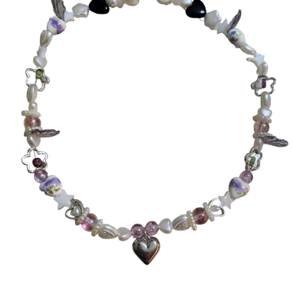 "Stardust dream " necklace - αστέρι, χάντρες, κοντά, λουλούδι, μενταγιόν - 2