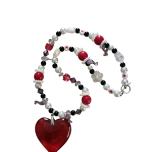 "Love is in the air " necklace - καρδιά, χάντρες, κοντά, φθηνά, μενταγιόν