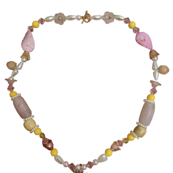"pink sunset" necklace - αστέρι, χάντρες, κοντά, φθηνά, μενταγιόν - 2