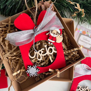 Ξύλινο στολίδι Χριστουγέννων "δώρο" - ξύλο, χριστουγεννιάτικα δώρα, στολίδι δέντρου, στολίδια - 5