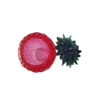 Χειροποίητο κουτάκι δώρου από υγρό γυαλί σε σχήμα φράουλας με καπάκι. Ύψος 9 cm βάρος 178 gr - 2