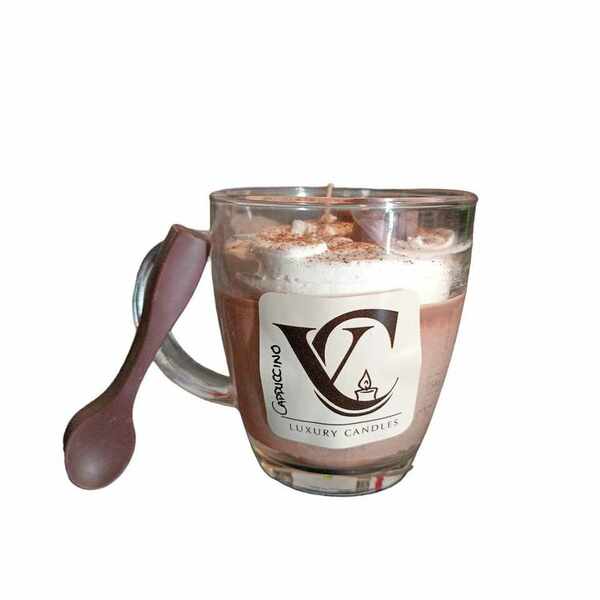 Κερί σόγιας σε γυάλινη κούπα με άρωμα cappuccino 300g - αρωματικά κεριά