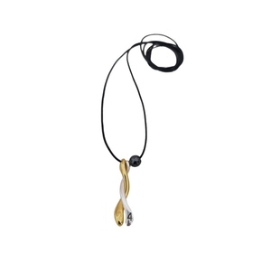 Γουρι 24 wavy pendant σταγόνα διχρωμο σε snake cord κορδόνι με μπίλια αιματιτη - σταγόνα, μέταλλο, γούρια
