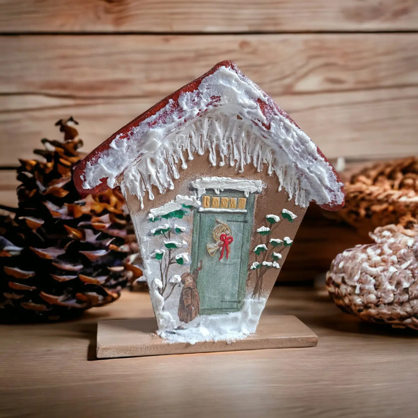 Χριστουγεννιάτικο σπιτάκι από mdf, με τη τέχνη του decoupage - ξύλο, σπίτι, διακοσμητικά - 2