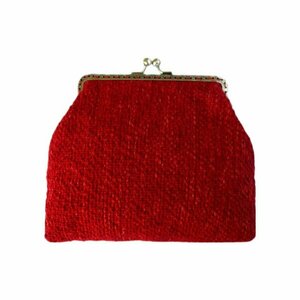 Υφαντή τσάντα κόκκινη με μεταλλικό πλαίσιο - νήμα, clutch, υφαντά, χειρός, βραδινές