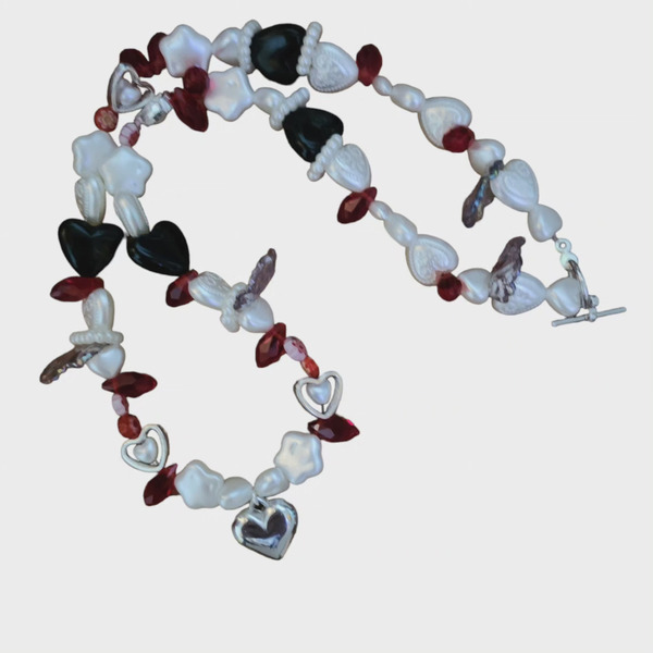 "Vampire" necklace - καρδιά, χάντρες, κοντά, φθηνά, μενταγιόν