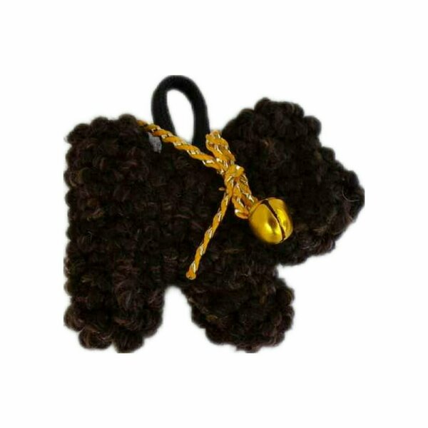 Κεντητή κλειδοθήκη σκυλάκι καφέ σκούρο - χειροποίητα, υφαντά, βαμβακερό νήμα, ζωάκια