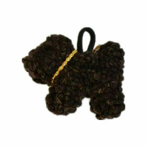 Κεντητή κλειδοθήκη σκυλάκι καφέ σκούρο - χειροποίητα, υφαντά, βαμβακερό νήμα, ζωάκια - 2