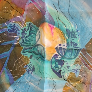 Jellyfish 100% μεταξωτό ζωγραφισμένο στο χέρι - φουλάρια