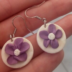 Purple flower - πηλός, λουλούδι, κρεμαστά, γάντζος, φθηνά - 3