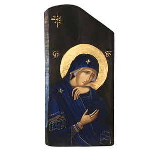 Χειροποίητη Εικόνα Της Παναγίας Σε Ξύλο 14x27cm - πίνακες & κάδρα, πίνακες ζωγραφικής, εικόνες αγίων
