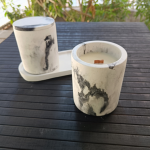 Soy concrete candle 230g Lime Basil & Mandarin Kερί σόγιας σε τσιμεντένιο δοχείο - τσιμέντο, αρωματικά κεριά, κερί σόγιας, 100% φυτικό - 2