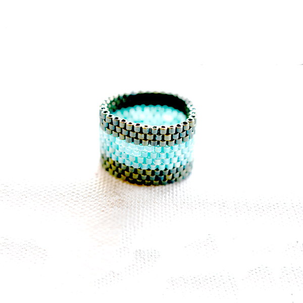 Χειροποίητο γυναικείο δαχτυλίδι με χάντρες Miyuki - γυαλί, χάντρες, boho, σταθερά - 4