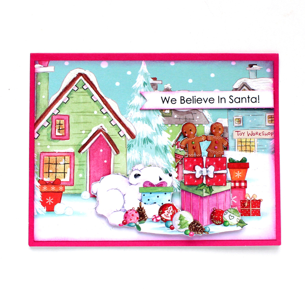 Χριστουγεννιάτικη 3d ευχετήρια κάρτα "We believe in Santa" - χαρτί, scrapbooking, ευχετήριες κάρτες