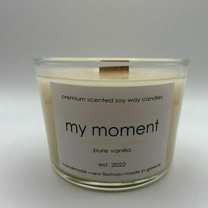 Scented soy wax candle Pure vanilla Αρωματικό κερί σόγιας με ξύλινο φυτίλι και γυάλινο ποτήρι ασφαλείας 160 gr - αρωματικά κεριά