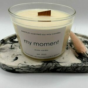 Scented soy wax candle Pure vanilla Αρωματικό κερί σόγιας με ξύλινο φυτίλι και γυάλινο ποτήρι ασφαλείας 160 gr - αρωματικά κεριά - 2