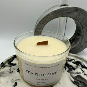 Scented soy wax candle Pure vanilla Αρωματικό κερί σόγιας με ξύλινο φυτίλι και γυάλινο ποτήρι ασφαλείας 160 gr - αρωματικά κεριά - 3