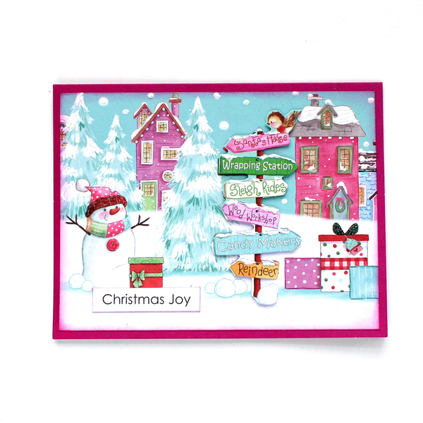Χριστουγεννιάτικη ευχετήρια κάρτα "Christmas Joy" - χαρτί, scrapbooking, ευχετήριες κάρτες