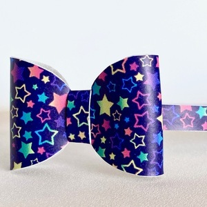 Στέκα Starry Girl - με φιόγκο & πολύχρωμα αστεράκια - αστέρι, στέκες μαλλιών παιδικές, αξεσουάρ μαλλιών - 3
