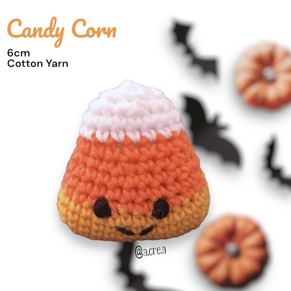 CandyCorn Γλυκό Καλαμπόκι | 6εκ | Πλεκτό βαμβακερό χειροποίητο (με/χωρίς κρεμαστό) - διακοσμητικό, δώρα, halloween, πλεκτά - 3