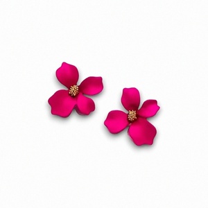 '' ALICE ''Σκουλαρίκια σε σχήμα λουλούδι σε χρώμα ροζ - ορείχαλκος, λουλούδι, καρφωτά, boho
