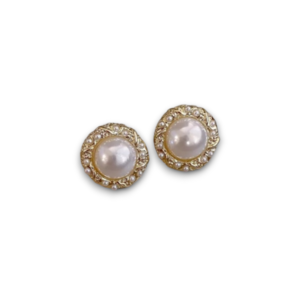 Vintage chic earrings σκουλαρίκια πέρλα μικρή χρυσό με άσπρο - ορείχαλκος, ασήμι 925, boho, πέρλες, νυφικά - 2