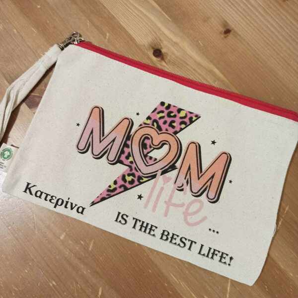 προσωποποιημένο δώρο για τη μαμά νεσεσέρ mom life... is the best life - ύφασμα, όνομα - μονόγραμμα, μαμά - 2