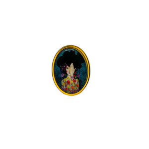 Δαχτυλίδι ατσάλινο χρυσό με υγρό γυαλί "Hiding Woman" - γυαλί, αυξομειούμενα