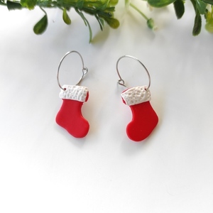 Χριστουγεννιάτικα σκουλαρίκια απο πολυμερικο πηλο - ατσάλι, χριστούγεννα, χριστουγεννιάτικα δώρα, πρακτικό δωρο, πολυμερικό πηλό