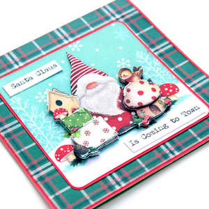 Χριστουγεννιάτικη 3d ευχετήρια τετράγωνη κάρτα "Santa Claus is coming to town" - χαρτί, άγιος βασίλης, ευχετήριες κάρτες - 4