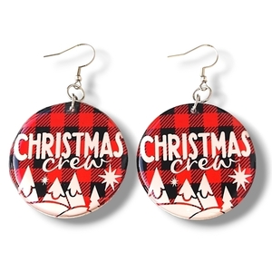 Χριστουγεννιάτικα σκουλαρίκια από υγρό γυαλί και ατσάλι (7*4,5 & 18γρ) - γυαλί, ατσάλι, κρεμαστά, χριστουγεννιάτικα δώρα