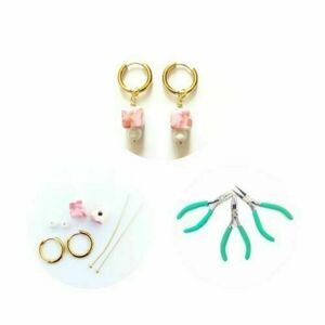 DIY KIT ΚΟΣΜΗΜΑΤΩΝ "THE PINK FLOWER POWER EARRINGS" - κρίκοι, καθημερινό, λουλούδι, ατσάλι