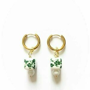 DIY KIT ΚΟΣΜΗΜΑΤΩΝ "THE GREEN FLOWER POWER EARRINGS" - κρίκοι, λουλούδι, ατσάλι, layering, boho - 3