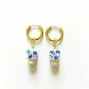 DIY KIT ΚΟΣΜΗΜΑΤΩΝ "THE BLUE FLOWER POWER EARRINGS" - κρίκοι, λουλούδι, ατσάλι, layering - 3