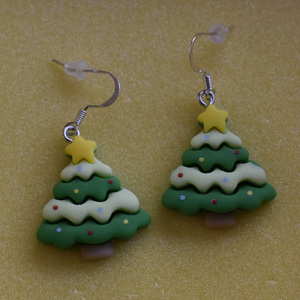 Χριστουγεννιάτικα σκουλαρίκια δεντράκι - μικρά, ατσάλι, κρεμαστά, χριστουγεννιάτικα δώρα - 3