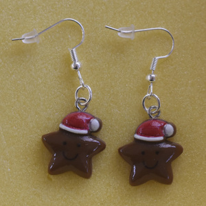 Χριστουγεννιάτικα σκουλαρίκια αστεράκια - ασήμι, μικρά, ατσάλι, κρεμαστά - 2