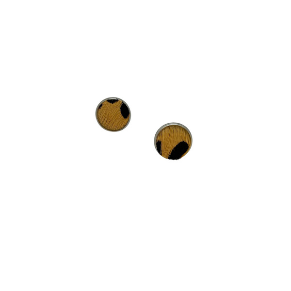 Σκουλαρίκια ατσάλινα καρφωτά καφέ "Leopard Pattern" - 12mm - καρφωτά, μικρά, ατσάλι, καρφάκι - 3