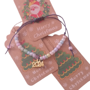 Βραχιόλι γουρι 2024 με περλε χρωματιστές χάντρες - κορδόνια, χάντρες, χριστουγεννιάτικα δώρα, γούρια, οικονομικα γουρια
