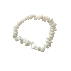Βραχιόλι ελαστικό για να φοριέται εύκολα με ακανόνιστες λευκές πέτρες - charms, χάντρες, χεριού, αυξομειούμενα