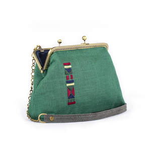 Πράσινη τσάντα χειρός - ύφασμα, clutch, all day, χειρός, μικρές - 2