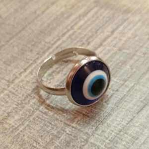 Δαχτυλίδι μάτι μπλέ - ασήμι, αυξομειούμενα - 2