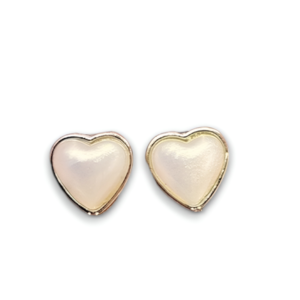 Vintage white heart earrings - ορείχαλκος, καρφωτά, boho, νυφικά