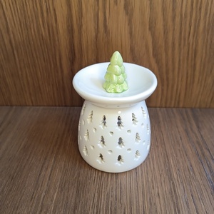 Χριστουγεννιάτικος αρωματιστης για waxmelts λευκό με δεντράκι - ρεσώ & κηροπήγια, αρωματικό χώρου, soy candle, soy wax - 3