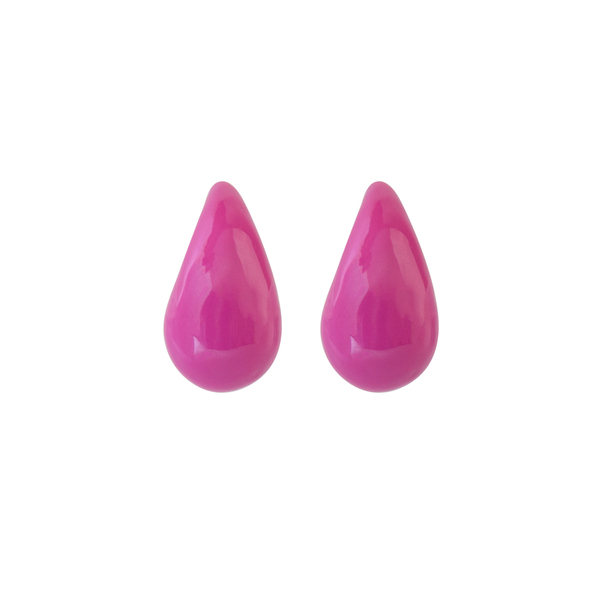 Σκουλαρίκια Ατσάλι Φούσκα "Pink Bubble" - σμάλτος, καρφωτά, ατσάλι, μεγάλα, καρφάκι - 2