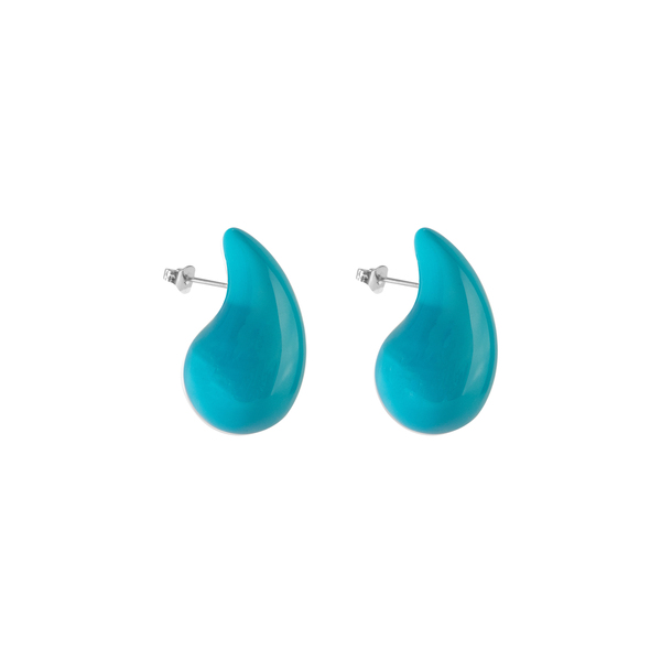 Σκουλαρίκια Ατσάλι Φούσκα "Blue Bubble" - καρφωτά, ατσάλι, μεγάλα, καρφάκι