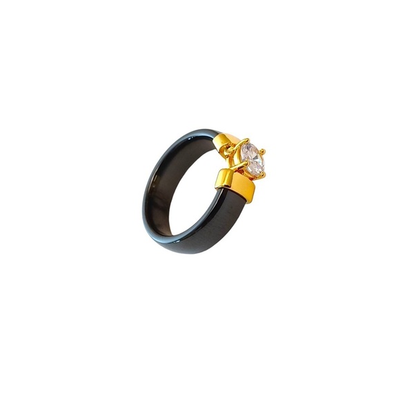 Κεραμικό δαχτυλίδι με ζιρκόνιο. - ημιπολύτιμες πέτρες, chevalier, επιχρυσωμένα, boho, σταθερά