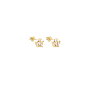 Σκουλαρίκια Καρφωτά Επίχρυσα "Crown" - επιχρυσωμένα, καρφωτά, μικρά, μπρούντζος, καρφάκι - 3